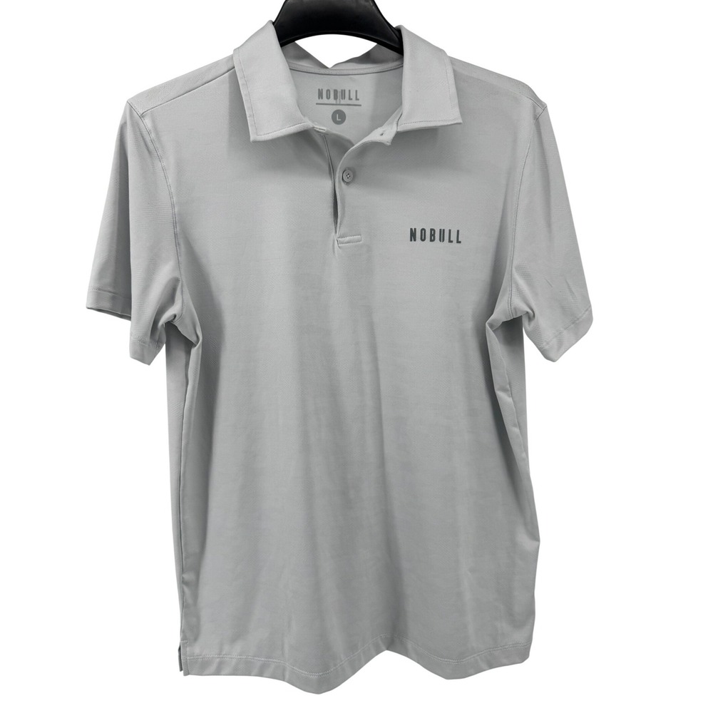 NOBULL Performance Polo Shirt Men Large Gray Short Sleeve Athletic Training Golf
